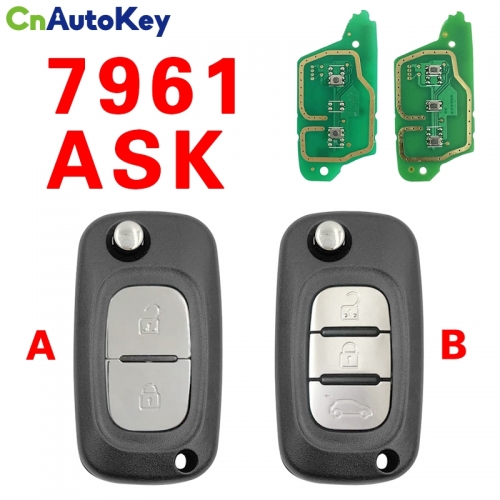 CN010081 For Renault Fluence Clio Flip Key 2/3 Buttons 433MHz / Transponder: PCF 7961A / HITAG 2 / ID46 / ASK