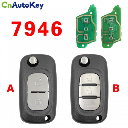 CN010083 For Renault Clio/Master/Kangoo Flip Key 2/3 Buttons 433MHz / Transponder: PCF7946A/HITAG2 / No Logo