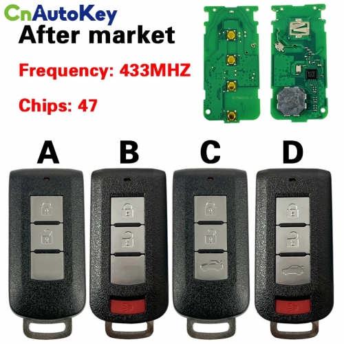 CN011042 For After Market Remote Key Mitsubishi 2/2+1/3/3+1 Button 433MHZ ID47 FCC: GHR-M004,M003