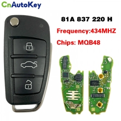 CN008076  Flip Key for Audi A3 Q2 Q3 3Buttons 434MHZ megmos AES KEYLESS GO _ 81A 837 220 H