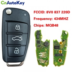 CN008044 FOR Audi A3  MQBRemote  Key 3 Button 434 MHz ID48 8V0 837 220D Keyless go