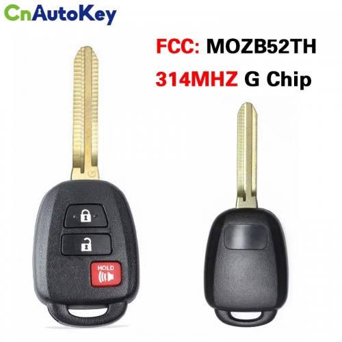 CN007358  2+1 Button Replacement Remote Key Fob 314MHz With G Chip for Scion tC iQ for Toyota Yaris 2014 2015 2016 FCC ID: MOZB52TH