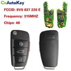 CN008056  2013-2017 Audi A3 Q2L Q3 / 4-Button Flip Key Keyless go / PN: 8V0 837 220 E / NBGFS12P71 - MQB