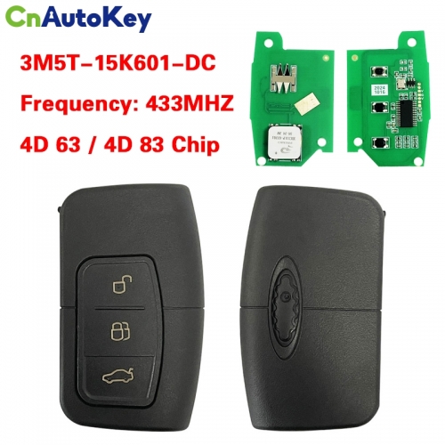 CN018048 Ford Mondeo, Focus, C-Max, Galaxy 2005+ Smart Key, 3Buttons, 3M5T-15K601-DC, 433MHz 1698112 Keyless Go 63Chip