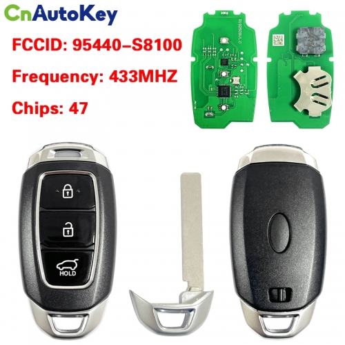 CN020232  Smart Key for Hyundai Palisade Buttons:3 / Frequency:433MHz / Transponder:NCF29A/HITAG 3/ Blade signature:HY22 / Part No: 95440-S8100/ Keyle