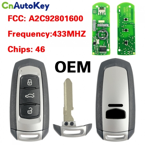 CN031003 Geely Emgrand 2017-2020 Smart Key 3 Buttons 433MHz 46Chip A2C92801600