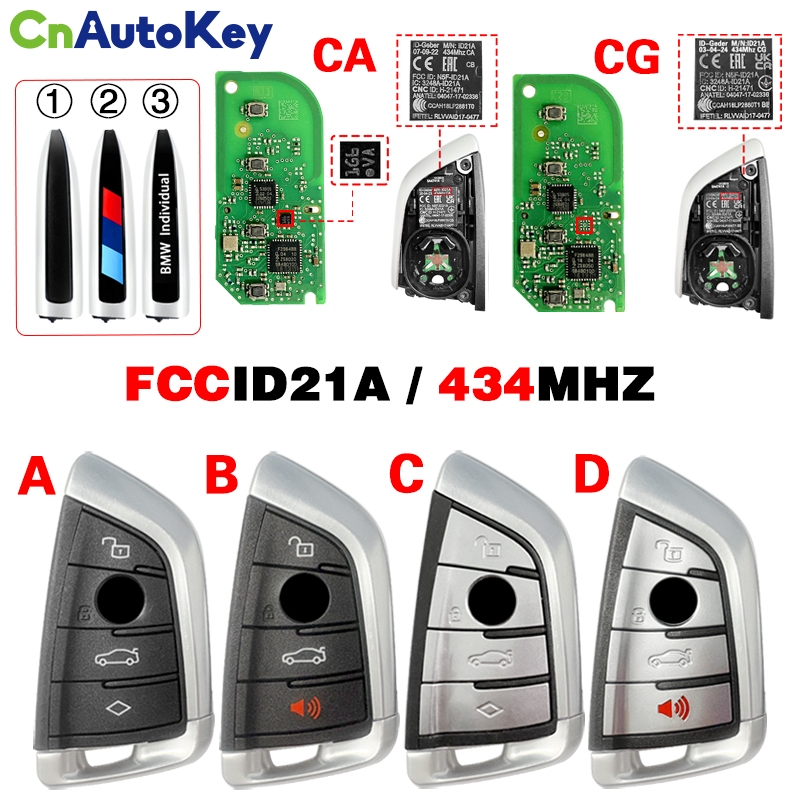 CN006133  Original for BMW G Classis smart remote control key 4/3+1 triple key FCC ID: N5F-ID21A IC: 3248A-ID21A 434MHZ 49 Chip