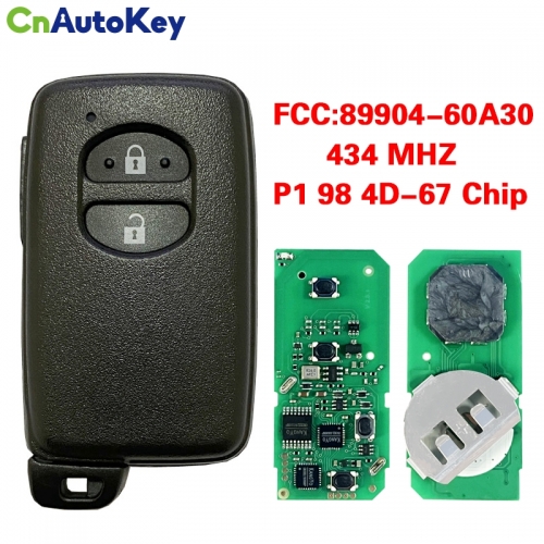 CN007221 Toyota Land Cruiser 2007+ Smart Key, 2Buttons, 14AAC P1 98 4D-67, 433MHz 89904-60A30 Keyless Go A433