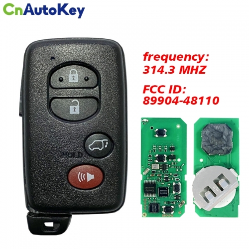CN007204 2008-2013 Toyota Highlander 4-Button Smart Key Fob (FCC HYQ14AAB, PN 89904-48110, Board 271451-0140)