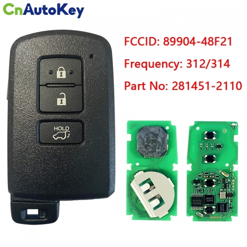 CN007152 For Toyota Land Cruiser Smart Keys Remote 2016 3 Button 312/314MHz 281451-2110 14FAB-01 89904-48F21 SUV