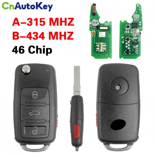 CN001138  keyless go   3+1B 315/433MHz ID46 Flip Remote Auto Key Fob Für Touareg VW Touareg Phaeton 2002-2012 3D0959753R /3D0959753AK AR