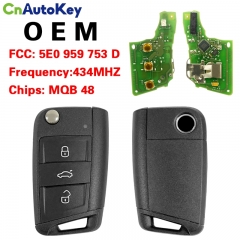 CN001091 3 Buttons 434 MHz MQB Type Flip Remote Key for Skoda Octavia 2012-2018 - 5E0 959 753 D