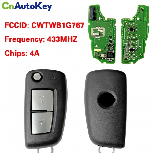 CN027121 For Nissan  Flip remote 433Mhz 4A chip CWTWB1G767
