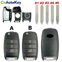 CS051010 3 Buttons Remote Flid Folding Key Case Shell Cover Case For KIA Carens Cerato Forte K2 K3 K5 Car Fob Cover Housing no logo