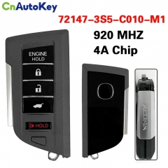 CN054006 For 2022-2023 Acura MDX / 5-Button Smart Key / FCC ID: KR5BTP / PN: 72147-TYA-C01  Frequency: 920.44 Mhz