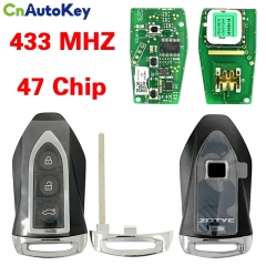 CN023002 OEM 3 Button 433MHZ 47 Chip Remote Smart Control Key For Zotye SR7 SR9 X7 T600 CS10 CS9