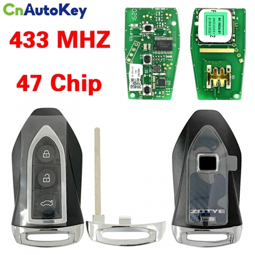 CN023002 OEM 3 Button 433MHZ 47 Chip Remote Smart Control Key For Zotye SR7 SR9 X7 T600 CS10 CS9