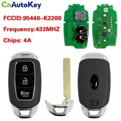 CN020393 Hyundai 2021-2025  Smart Key  3 Buttons FCCID:  95440-K2200 433MHZ 4A Chip