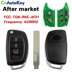 CN020335  433MHz 4D60 Chip PN: 95430-2W110 FCC ID: TQ8-RKE-4F31 Flip Remote Key Fob Hyundai Santa Fe 2015 2016 2017 2018 2019