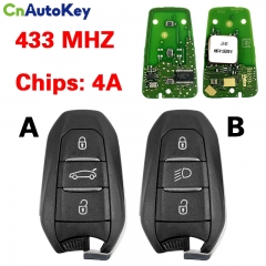CN016019 Original 3button smart key 433.92mhz with blade for Peugeot 508 DS Citroen C4L