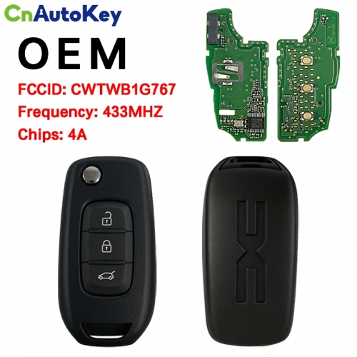 CN010085 For Renault CWTWB1G767 Flip Remote Key 433MHz PCF7961M 4A