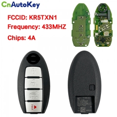 CN027123 OEM Nissan 4 Button Proximity Smart Key Fcc:KR5TXN1 Ic:7812D-TXN1 433MHZ 4A Chip