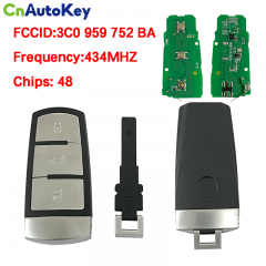 CN001017  3CO 959 752 BA 3 Button Remote Key 434MHz Smart Key Fob for VW Passat CC Magotan with ID48 Chip