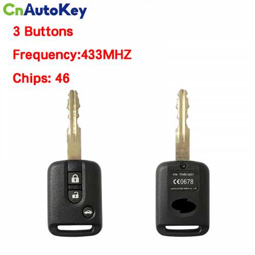 CN010086 For Renault Smart Remote Key 3 Buttons P/N:TFWB1G631 433.92MHZ 46Chip