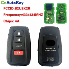 CN007381 OEM Smart Key Remote For Corolla 3+1 button Black Logo 4A Chip 433.58/434.42Mhz FCC B2U2K2R