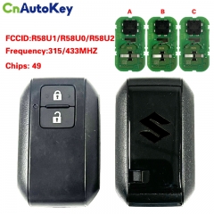 CN048035 315/433 MHz 49chip FCCID R58U1/R58U0/R58U2 Smart keyless For Suzuki 2 Buttons Remote Key Fob