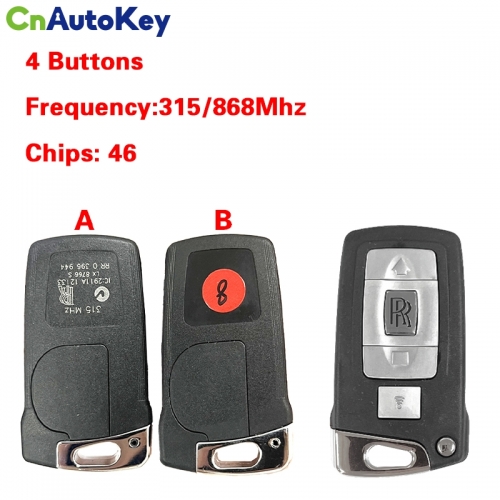CN078006 For  Rolls-Royce Phantom 4-Button Smart Key 46 chip 315/868Mhz