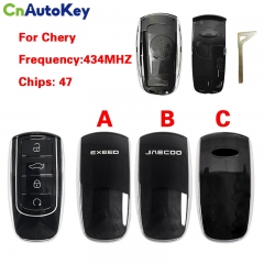 CN079010 Factory wholesale 4 button 434 Mhz 47 Chip For Chery Replacement Remote Car Keys Fob With blade key