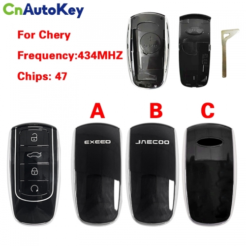 CN079010 Factory wholesale 4 button 434 Mhz 47 Chip For Chery Replacement Remote Car Keys Fob With blade key