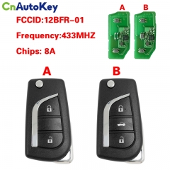 CN007200 2/3Buttons Flip Remote Car Key Fob 433MHZ H/8A Chip For Toyota Camry Hilux Corolla Car Accessories 2018+FCCID:12BFR-01