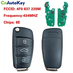 CN008065 Audi Q7 A6 remote flip key 433 MHz 8E chip 4f0837220m