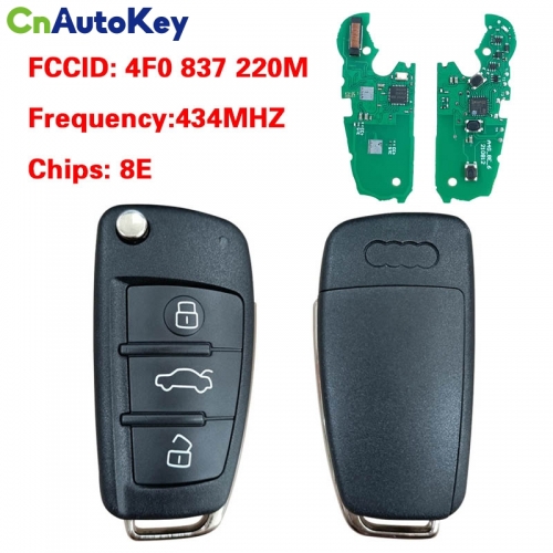 CN008065 Audi Q7 A6 remote flip key 433 MHz 8E chip 4f0837220m