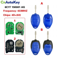 CN018038 Ford Transit  3 Button Remote Key 434MHZ 4D63 - 6C1T 15K601 AG