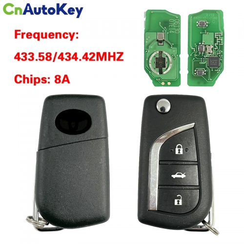 CN007383 Original PCB Flip Key Remote for Toyota Camry Remote Fob 433/434MHZ 8A Chip Model 12BGH PN 251451-7380