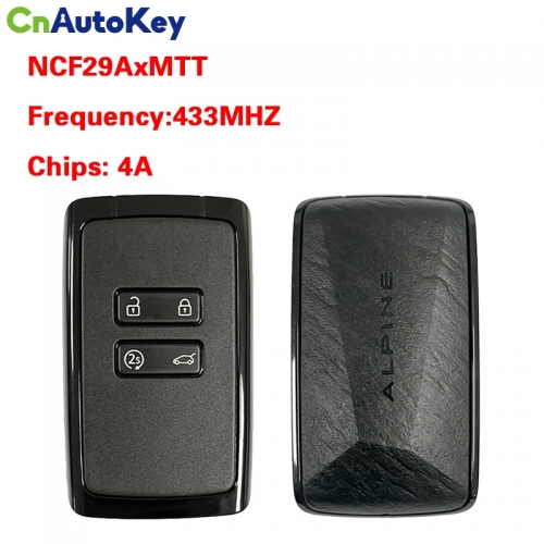 CN010091 For Renault ALPINE card  4 Buttons Frequency 433 MHz Transponder HITAG AES NCF29AxMTT Keyless GO