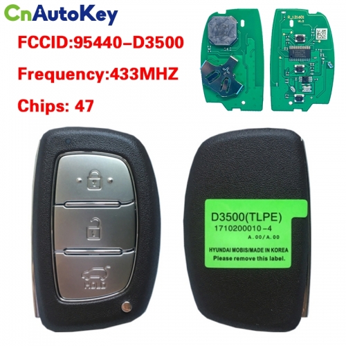 CN020130 For Hyundai Tucson 2019 Genuine Smart Remote Key 3 Buttons 433MHz 95440-D3500