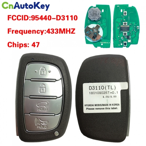 CN020135 For Hyundai Tucson 2018 Genuine Smart Remote Key 4 Buttons 433MHz HITAG 3 Transponder 95440-D3110
