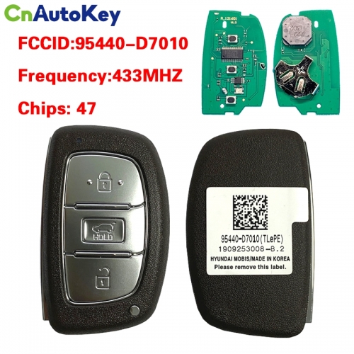 CN020145 Hyundai Tucson 2019-2020 Genuine Smart Remote Key 3 Buttons Auto Start Type 433MHz Genuine Transponder HITAG3 95440-D7010
