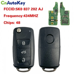 CN001060 Flip Remote Key Keyless Fob For VW Golf Caddy Beetle Polo Jetta 5K0837202AJ 5K0 837 202 AJ 5K0 837 202 E 5K0837202E 5K0837202AM