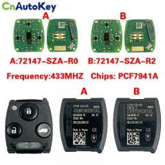 CN003114 2009-2016 Original For Honda Pilot 3 Botones,433Mhz PCF7941A 72147-SZA-R0 72147-SZA-R2
