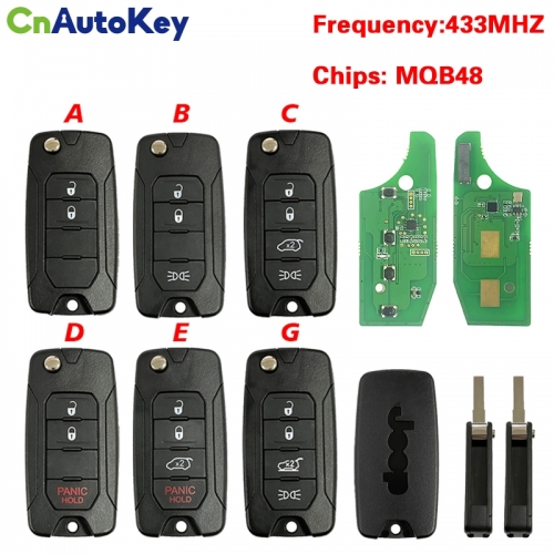 CN086065  Folding Remote Car Key 2ADFTFI5AM433TX MQB48 Chip 433MHz For Jeep Renegade 2016 2017 2018 Flip SIP22 Key