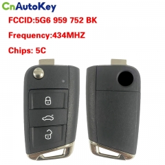 CN001148 For VW Golf Polo Tiguan T-Roc Arteon 2017+ 434Mhz 5C chip Non-Smart / Turn Key 5G6 959 752 BK