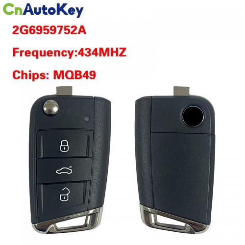 CN001150  For  Volkswagen VW Polo 2017+ 3  Buttons 434MHz 5C Remote Key 2G6959752A Keyless Go