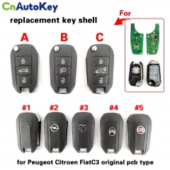 CS009060  replacement key shell for Peugeot Citroen Fiat C3 original pcb type