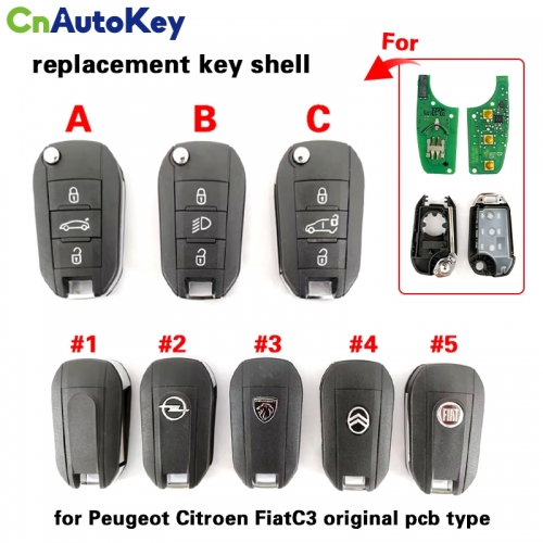 CS009060  replacement key shell for Peugeot Citroen Fiat C3 original pcb type