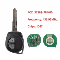 CN048019  2 Buttons Remote Car Key 433.92MHz ID47 Chip for Suzuki Cultus Xcross SX4 37182-78M00 Model: T79M0 DELPHI HU87 Uncut Blade